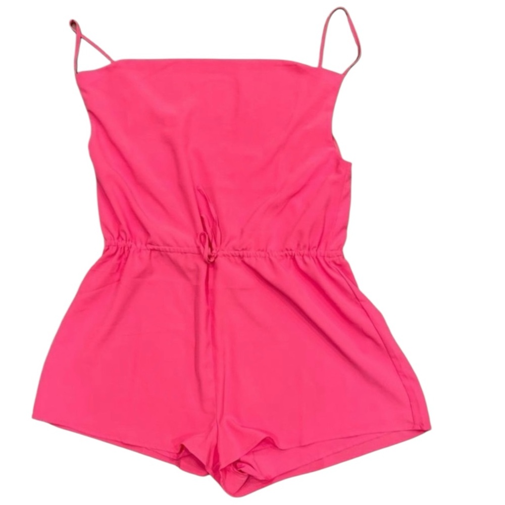 Superdown L Coral Pink Romper Adjustable Strap Festival Vacation - Picture 2 of 7